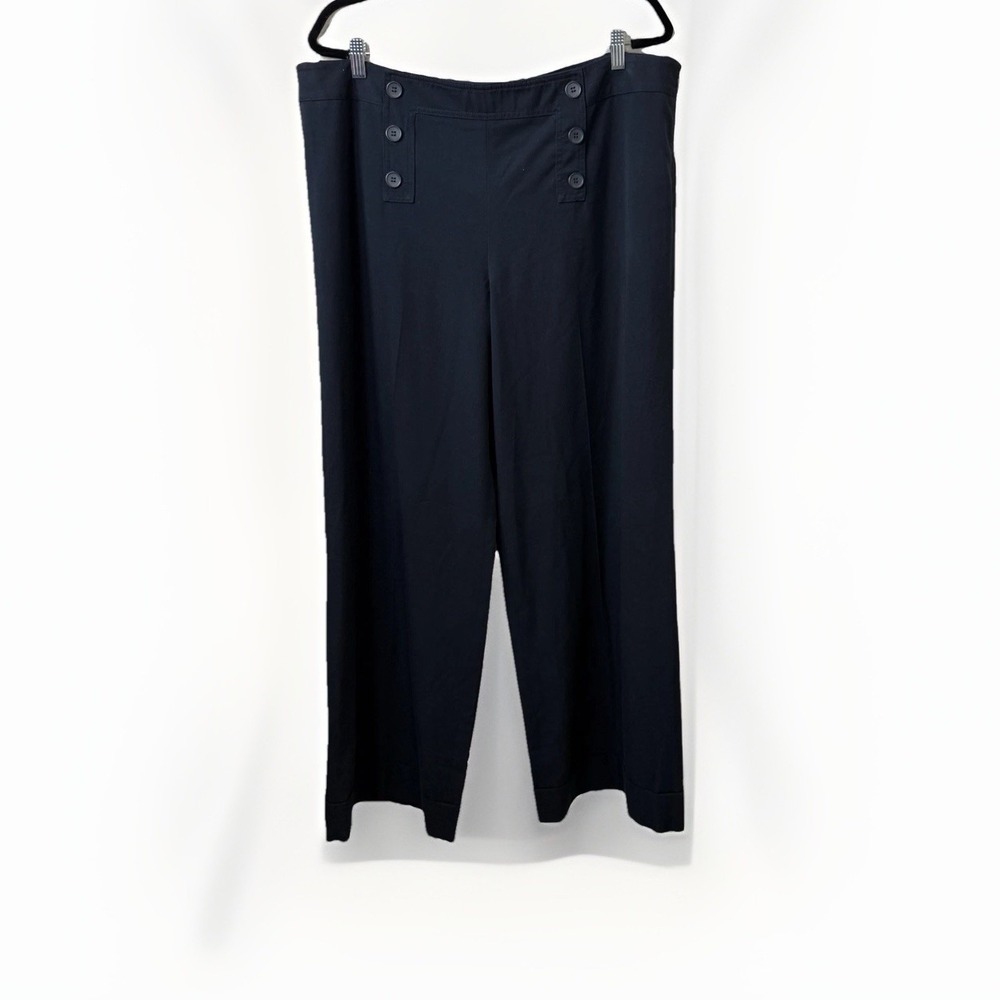 Loft Womens Size‎ 18 Navy Sailor Naval Wide Leg Marisa Pants Six Front Buttons